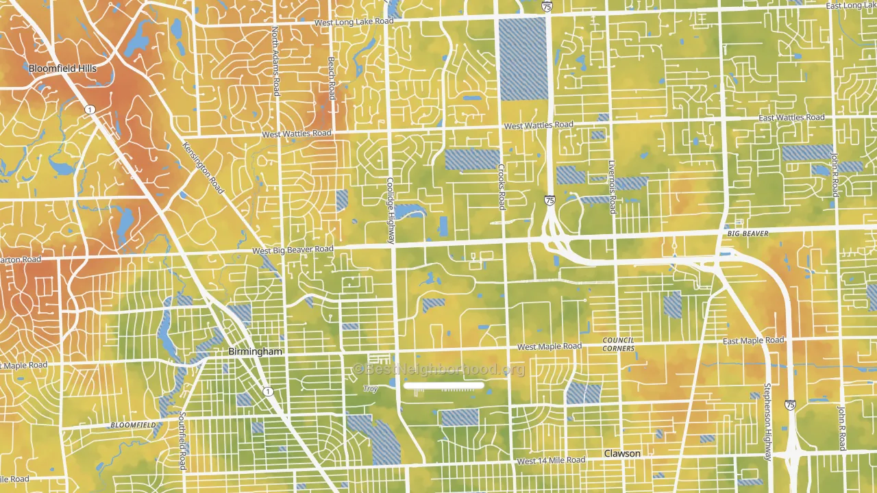 Bike Grade map of 48084, MI