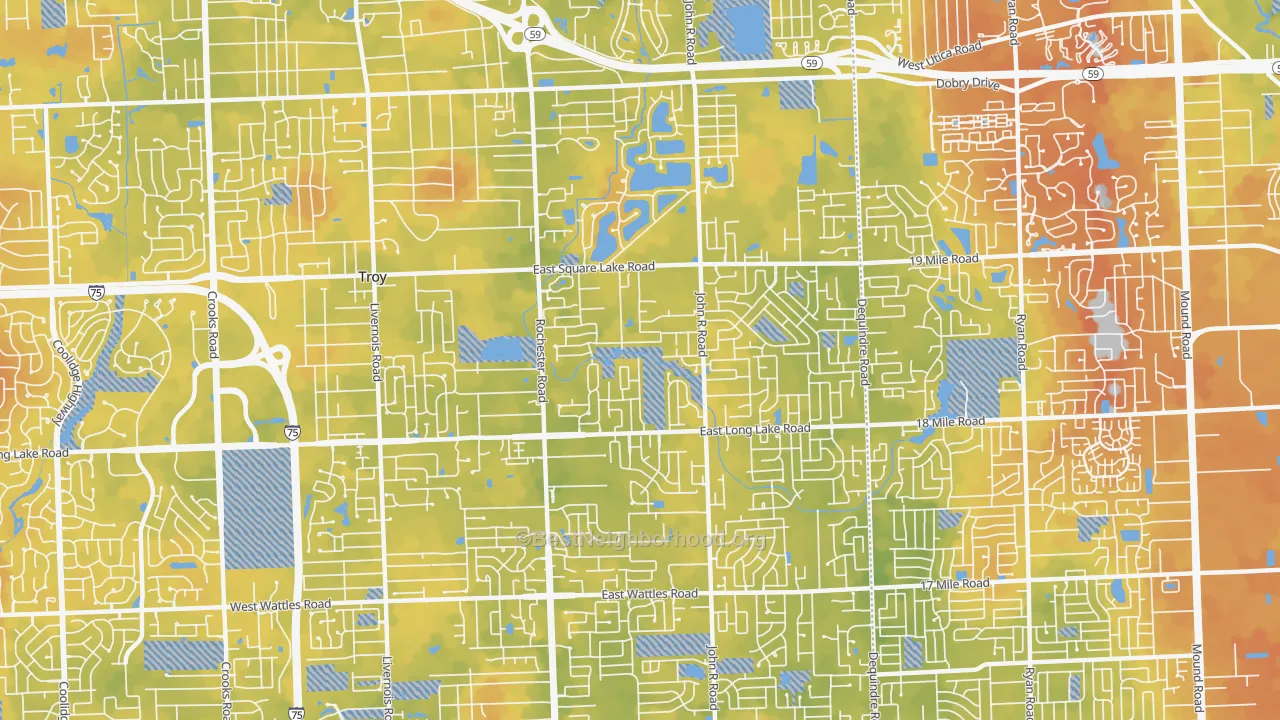 Bike Grade map of 48085, MI