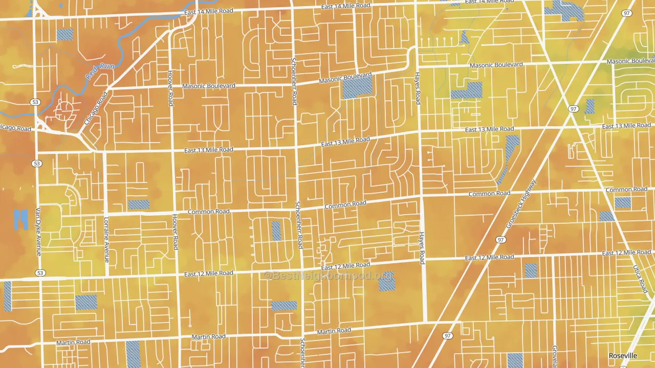Bike Grade map of 48088, MI