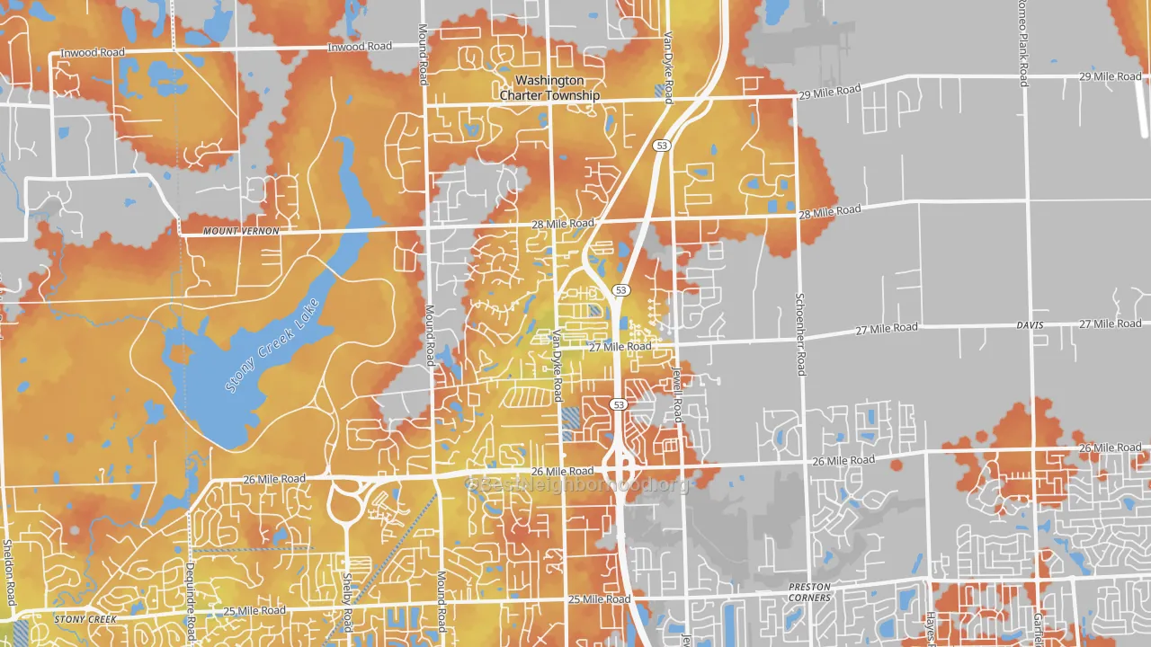 Bike Grade map of 48094, MI