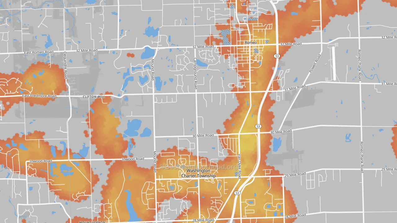 Bike Grade map of 48095, MI