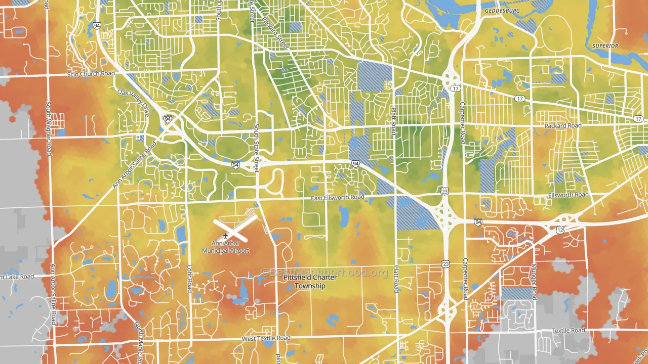 Bike Grade map of 48108, MI