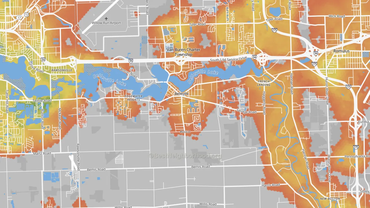 Bike Grade map of 48111, MI