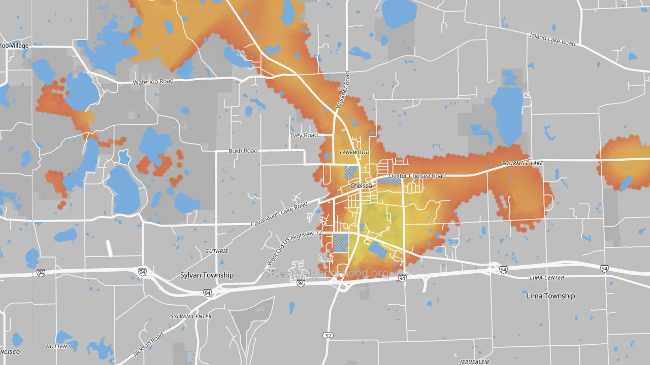 Bike Grade map of 48118, MI