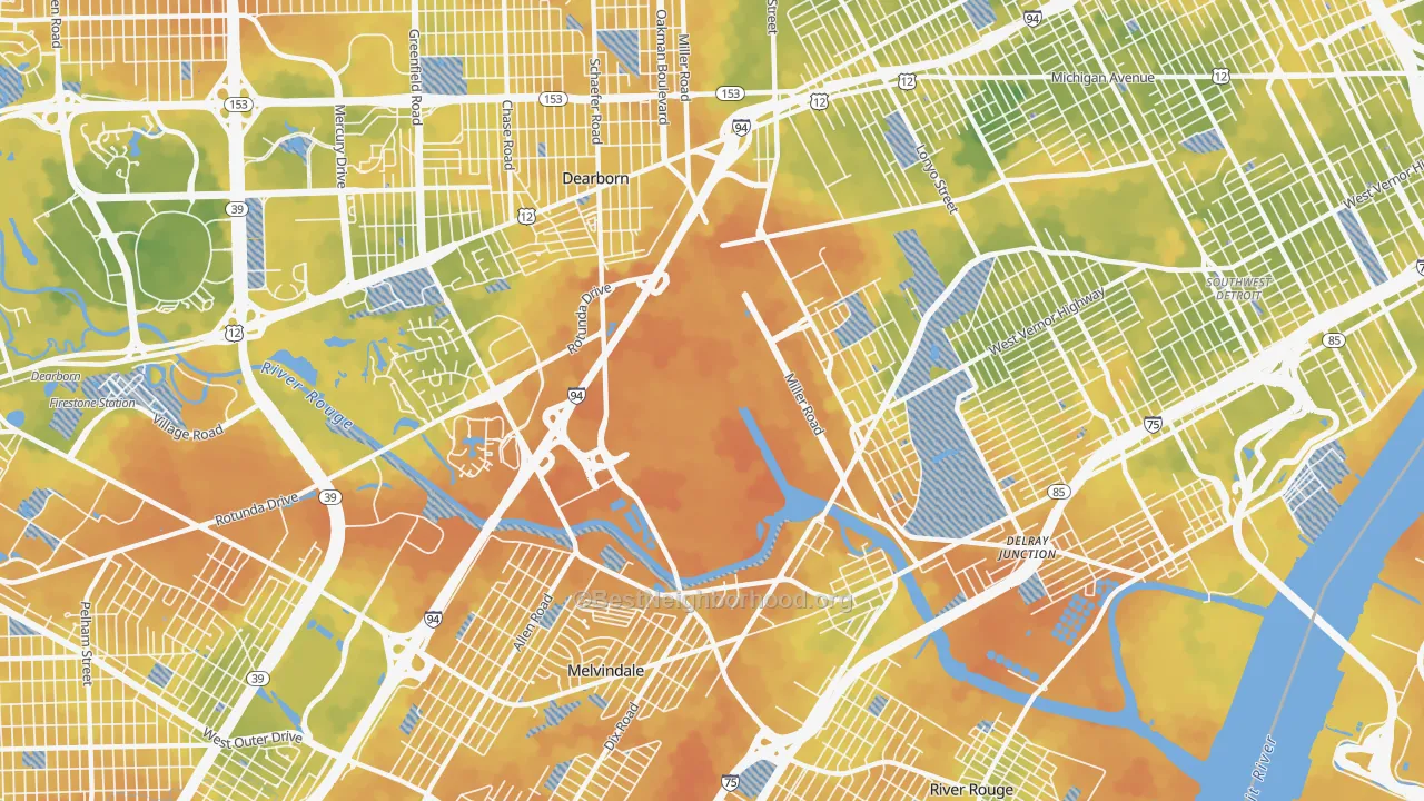 Bike Grade map of 48120, MI