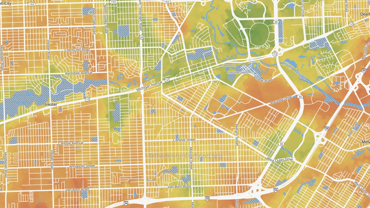 Bike Grade map of 48124, MI