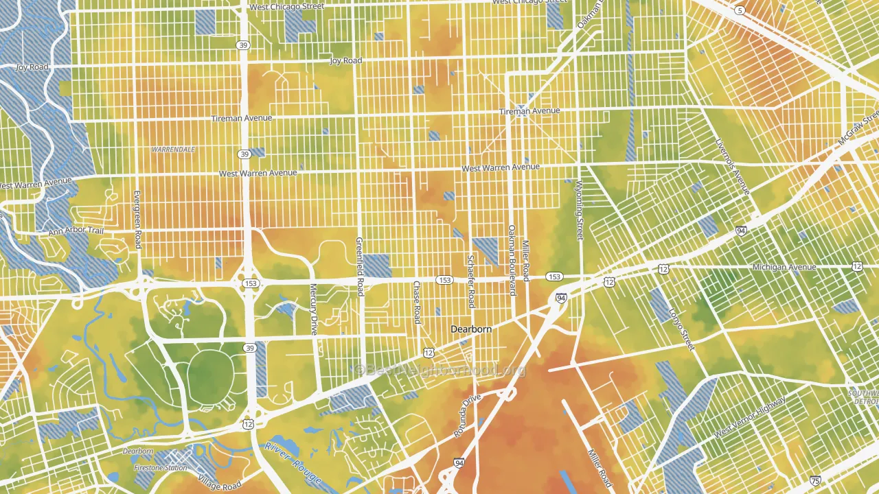 Bike Grade map of 48126, MI