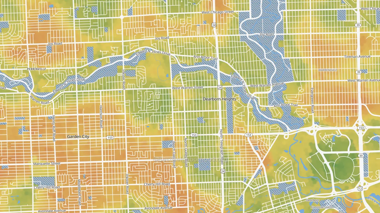 Bike Grade map of 48127, MI
