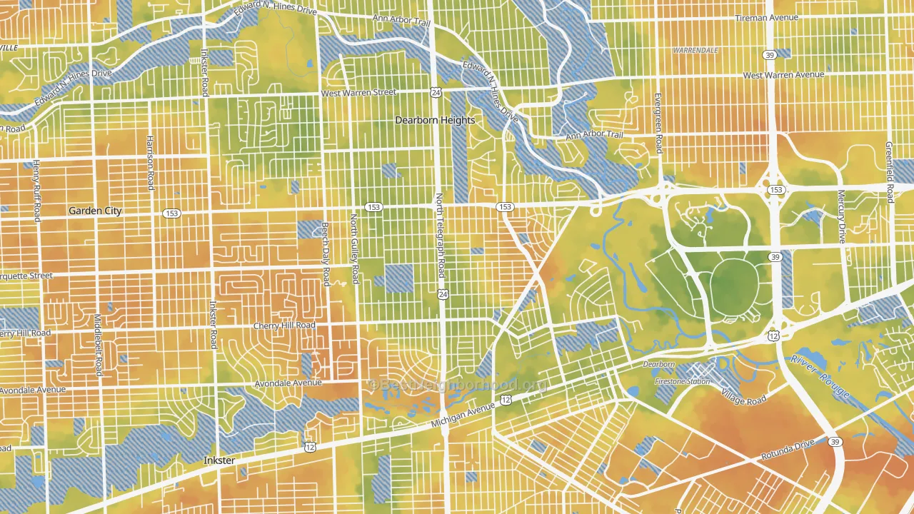 Bike Grade map of 48128, MI