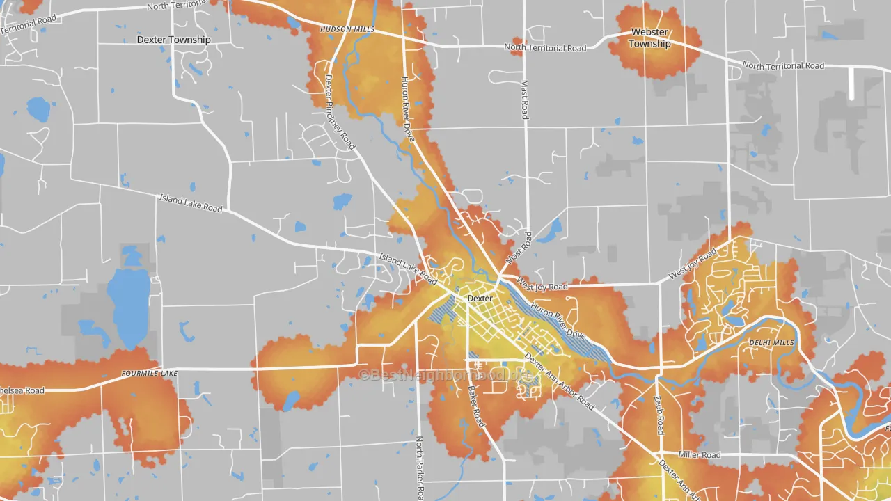 Bike Grade map of 48130, MI