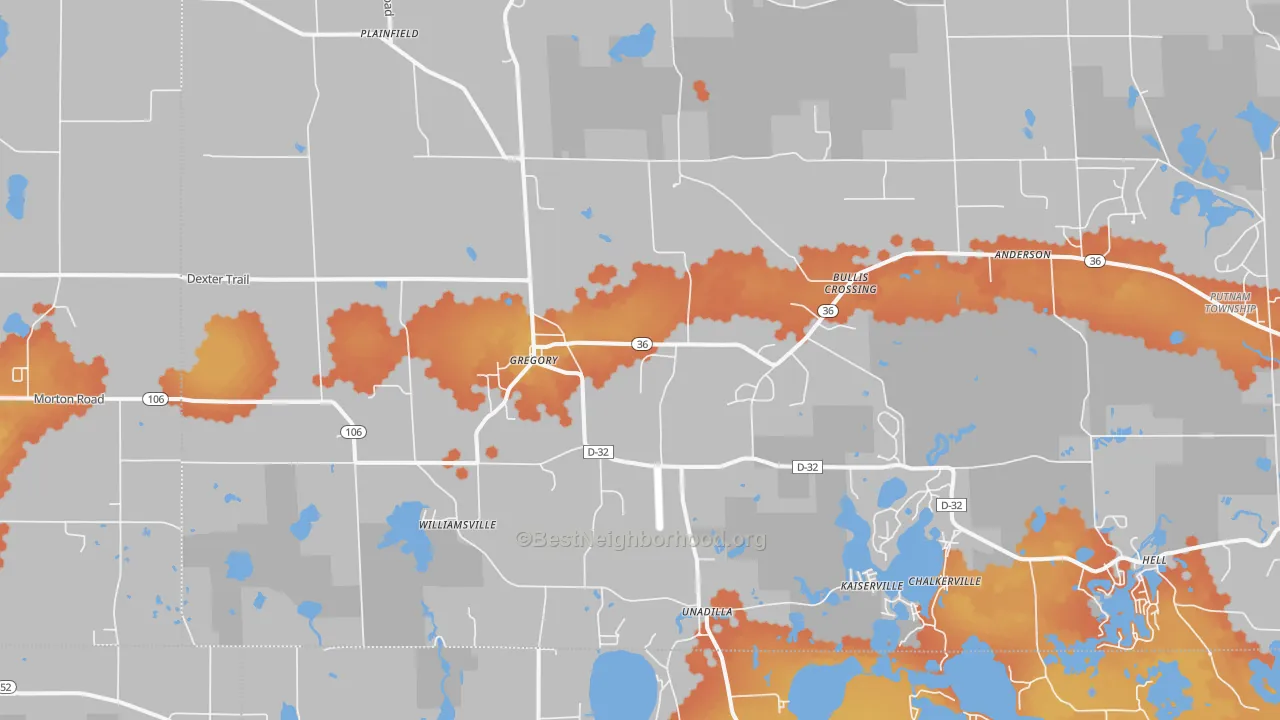 Bike Grade map of 48137, MI