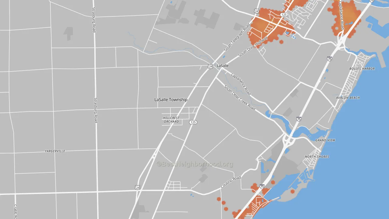 Bike Grade map of 48145, MI
