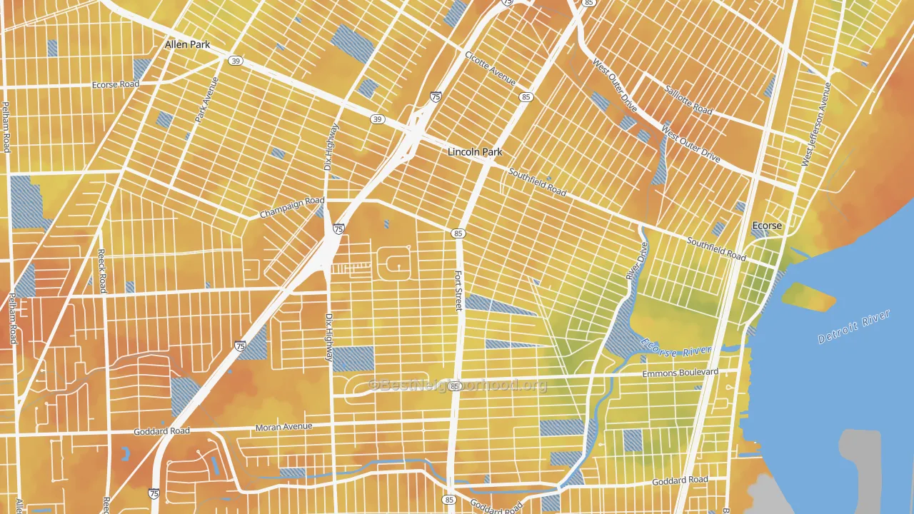 Bike Grade map of 48146, MI