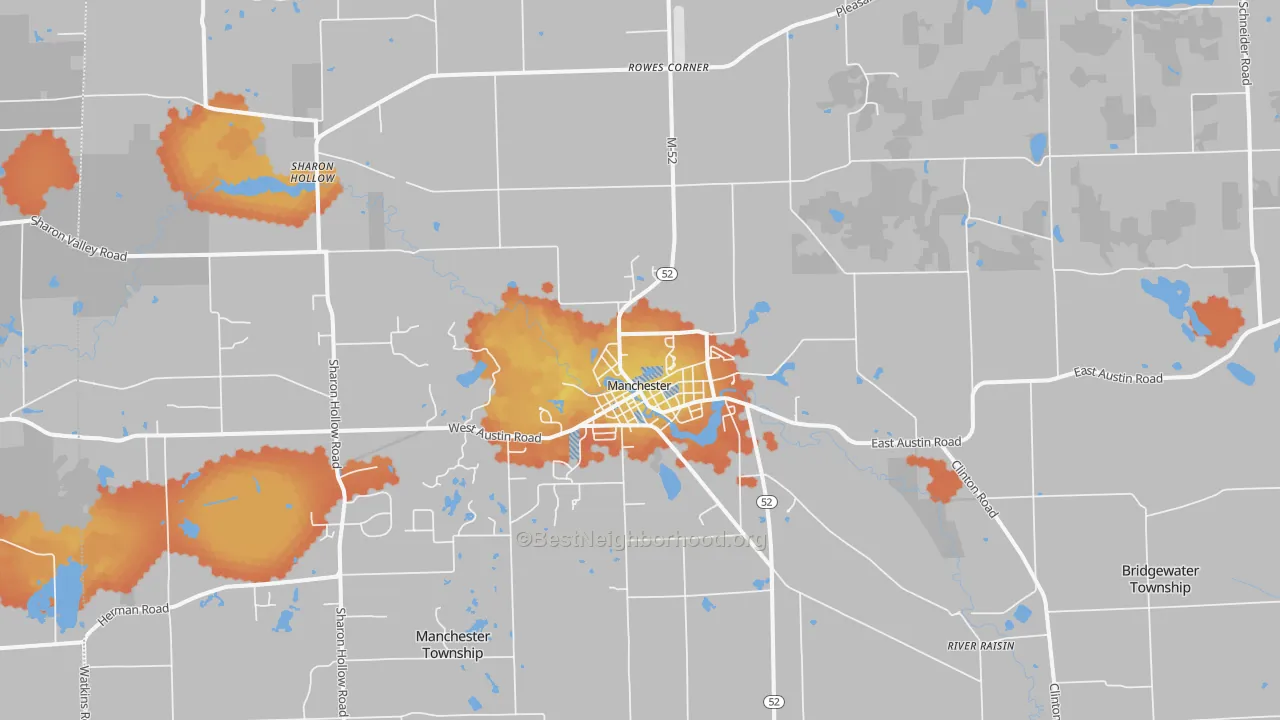 Bike Grade map of 48158, MI