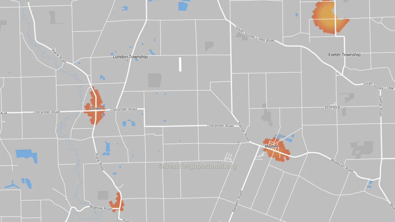 Bike Grade map of 48159, MI