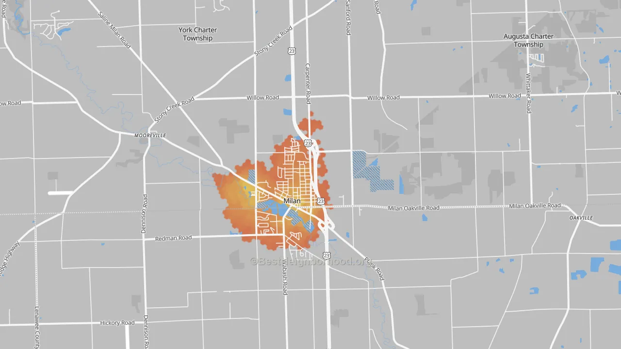 Bike Grade map of 48160, MI