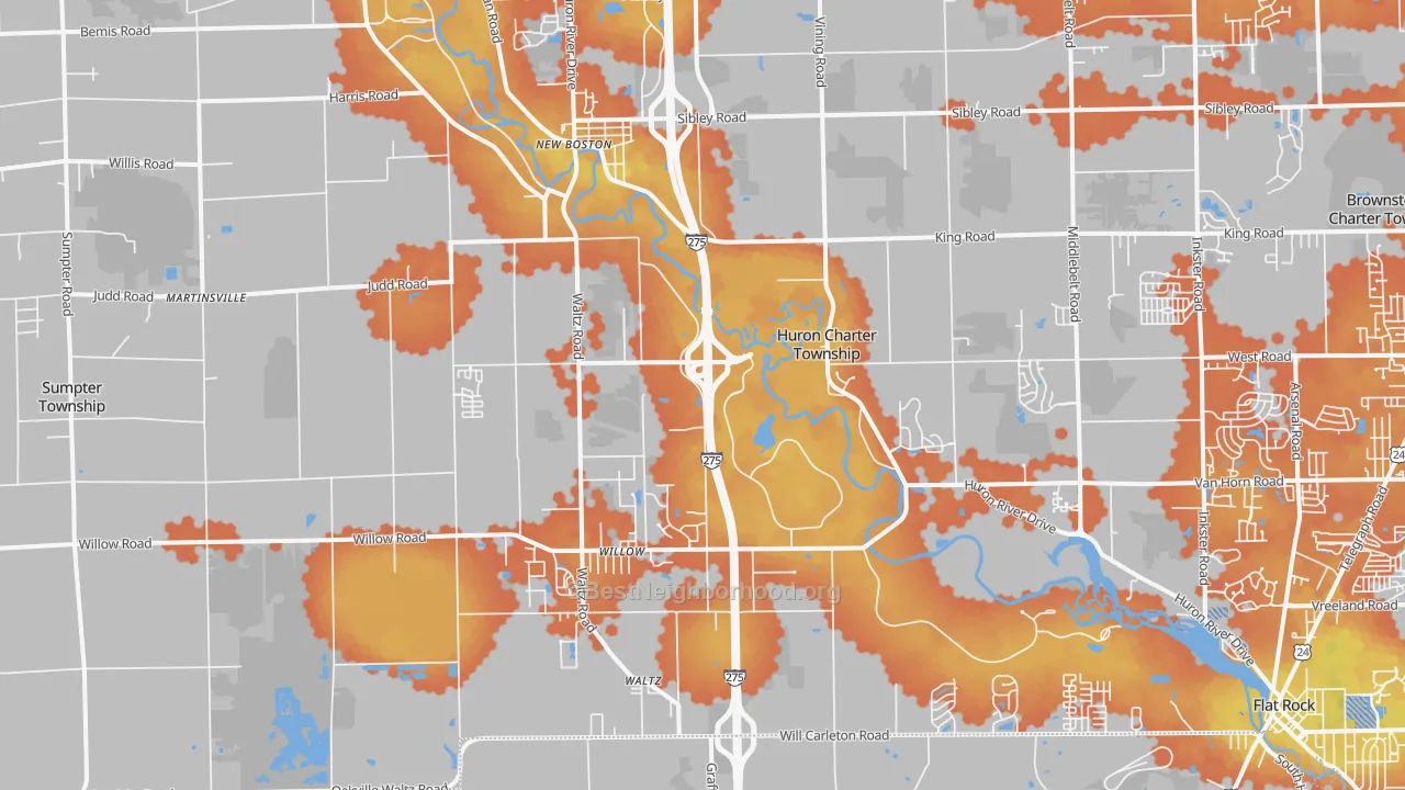Bike Grade map of 48164, MI