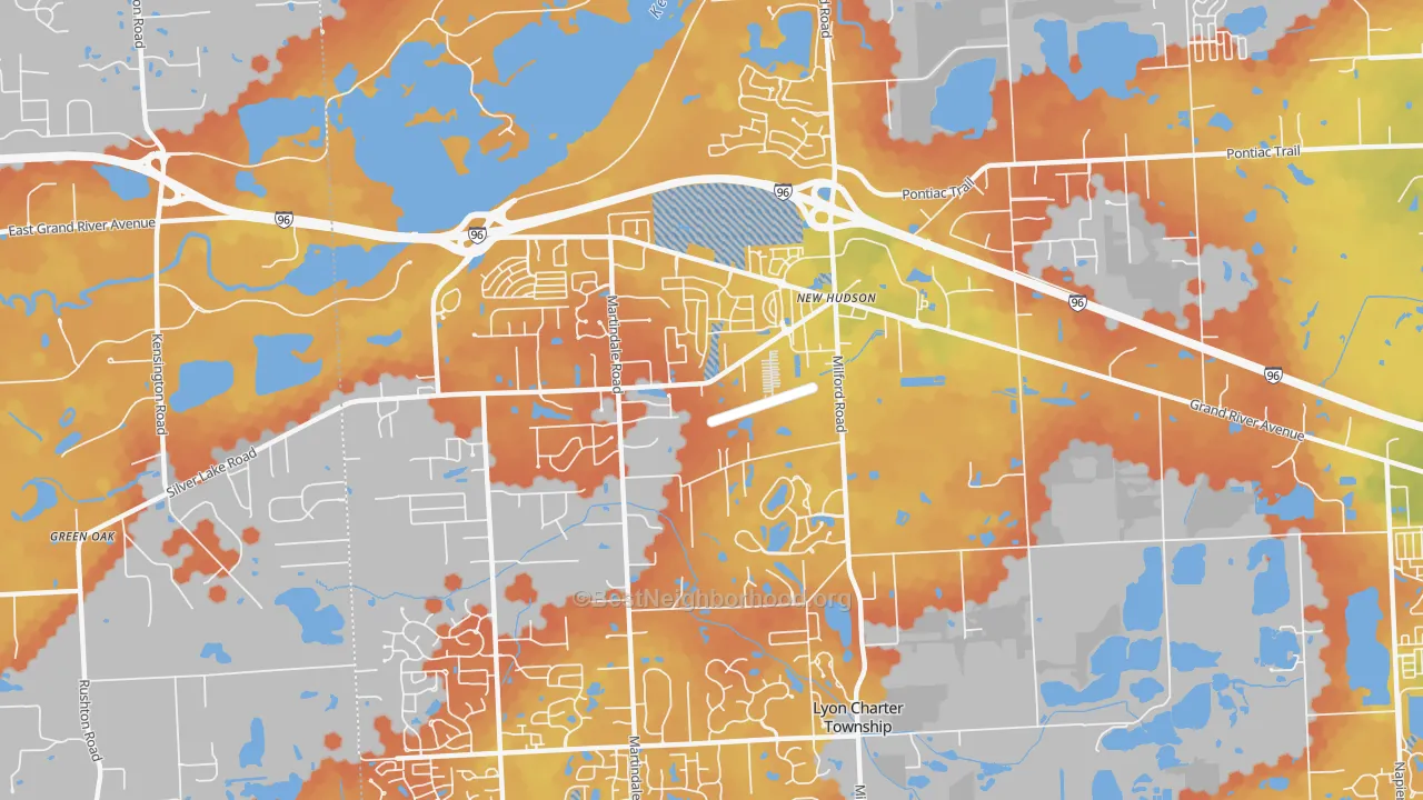 Bike Grade map of 48165, MI