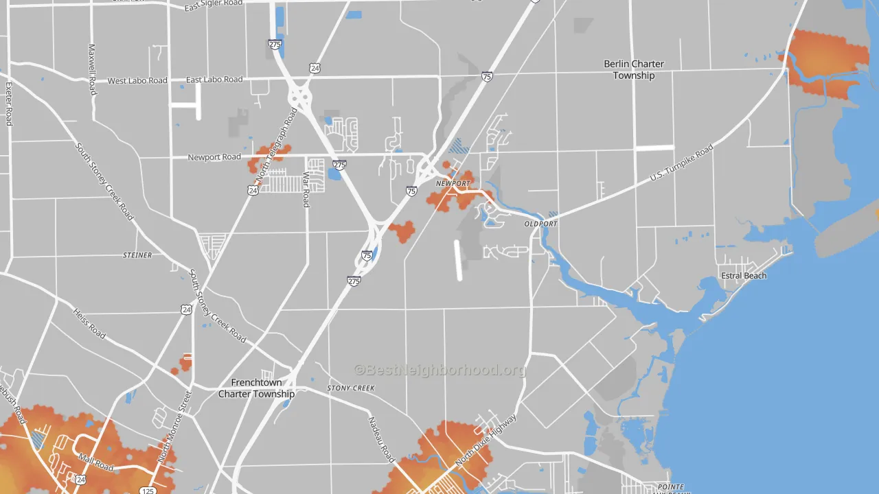 Bike Grade map of 48166, MI