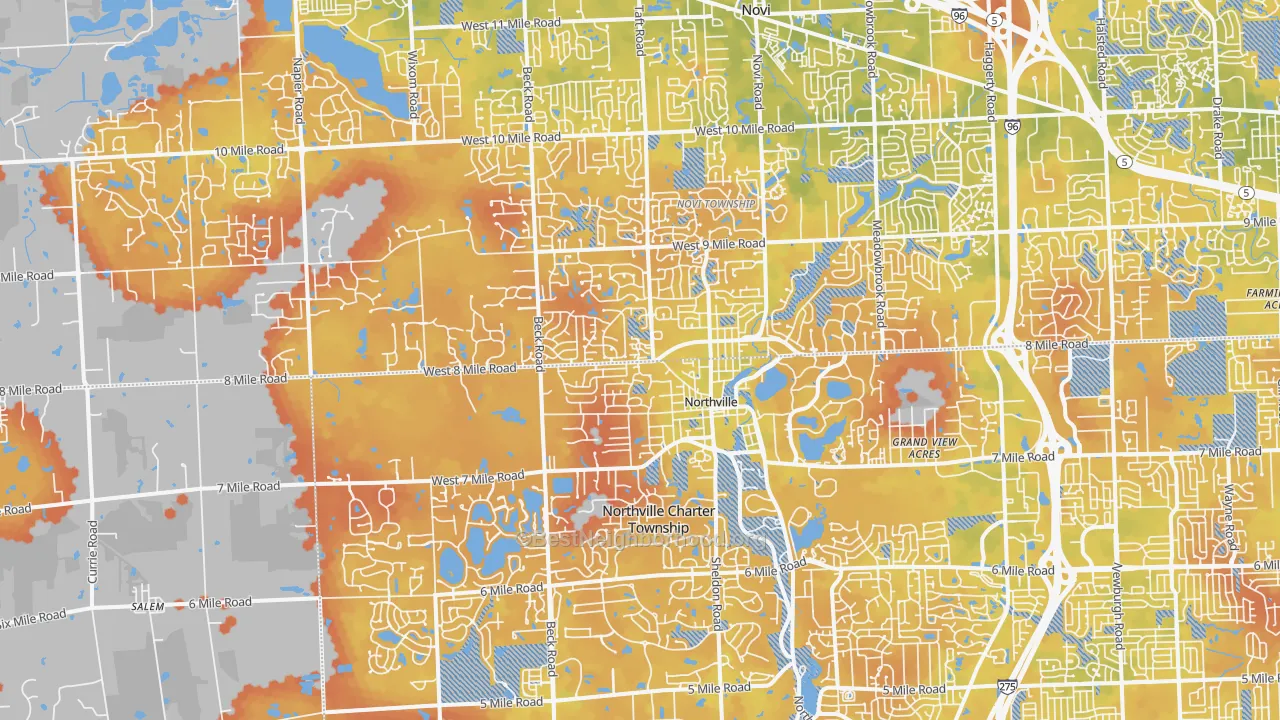 Bike Grade map of 48167, MI