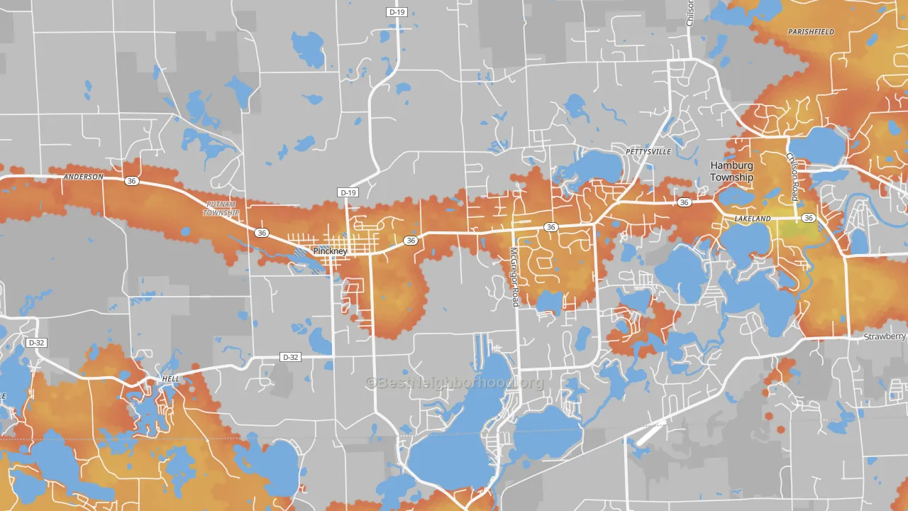 Bike Grade map of 48169, MI