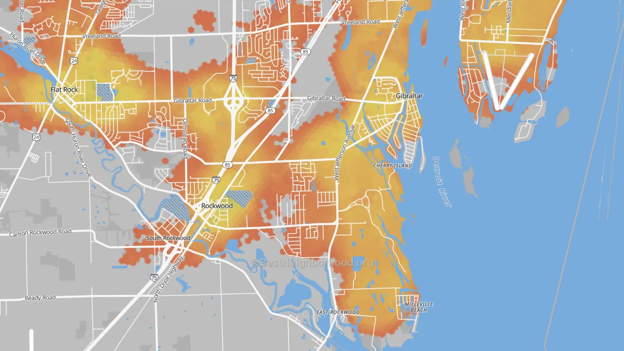 Bike Grade map of 48173, MI