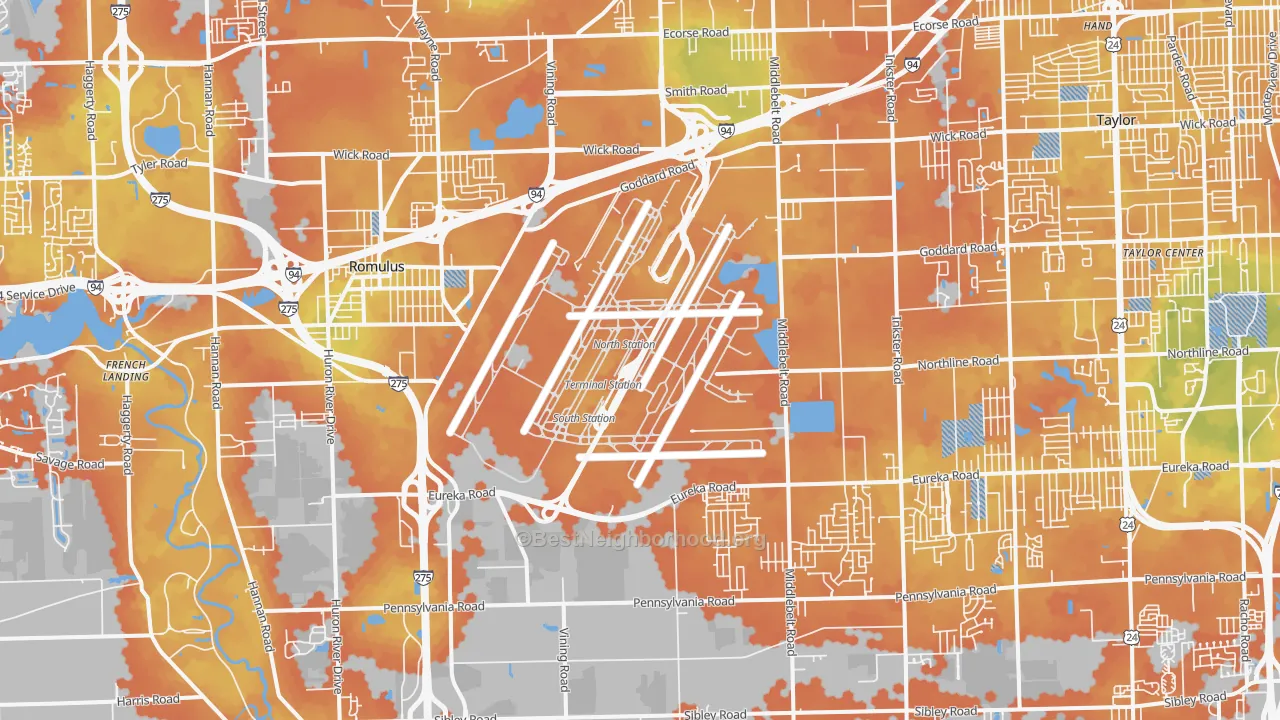 Bike Grade map of 48174, MI