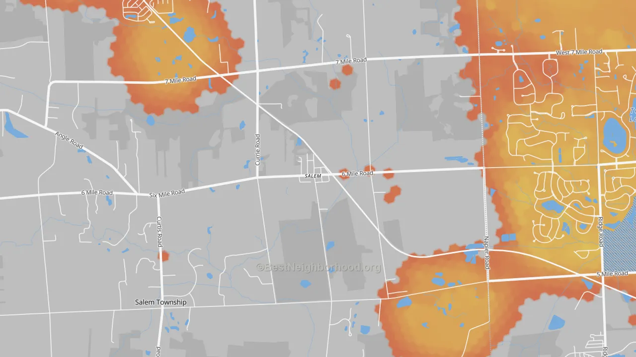 Bike Grade map of 48175, MI