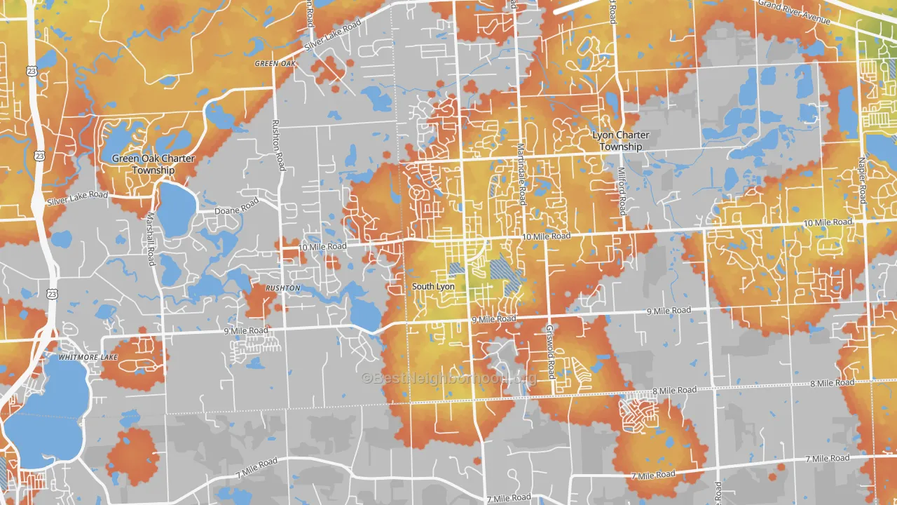 Bike Grade map of 48178, MI