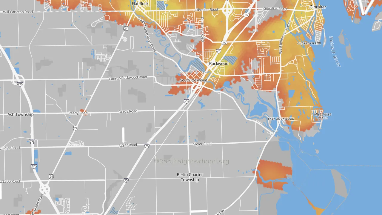 Bike Grade map of 48179, MI