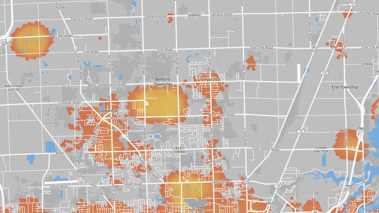Bike Grade map of 48182, MI