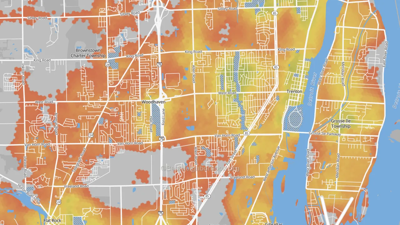 Bike Grade map of 48183, MI