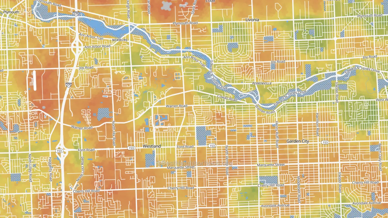 Bike Grade map of 48185, MI