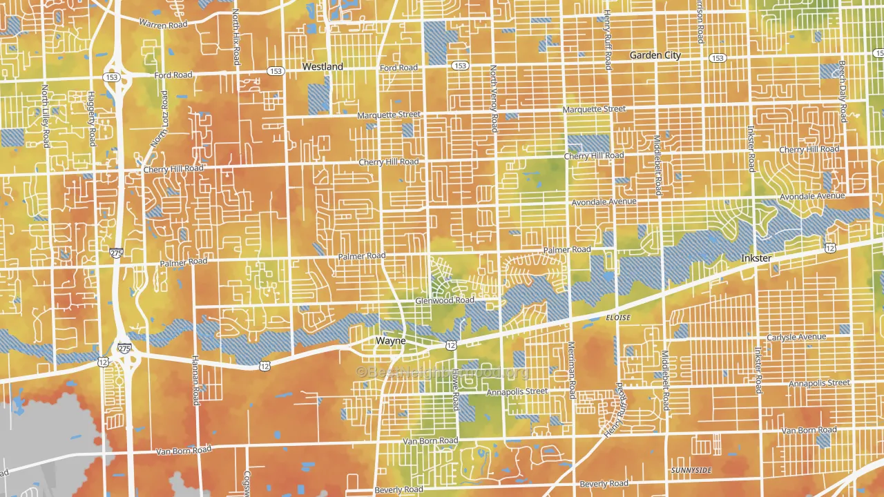 Bike Grade map of 48186, MI