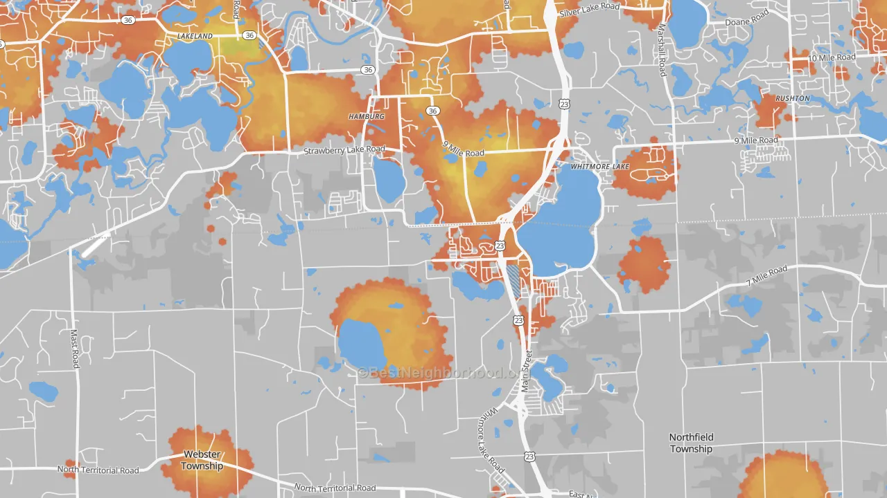 Bike Grade map of 48189, MI