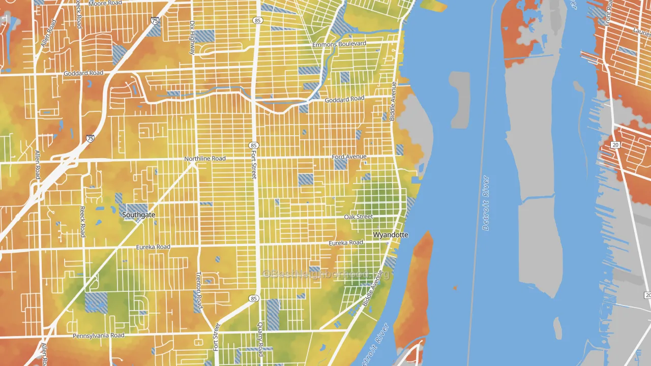 Bike Grade map of 48192, MI