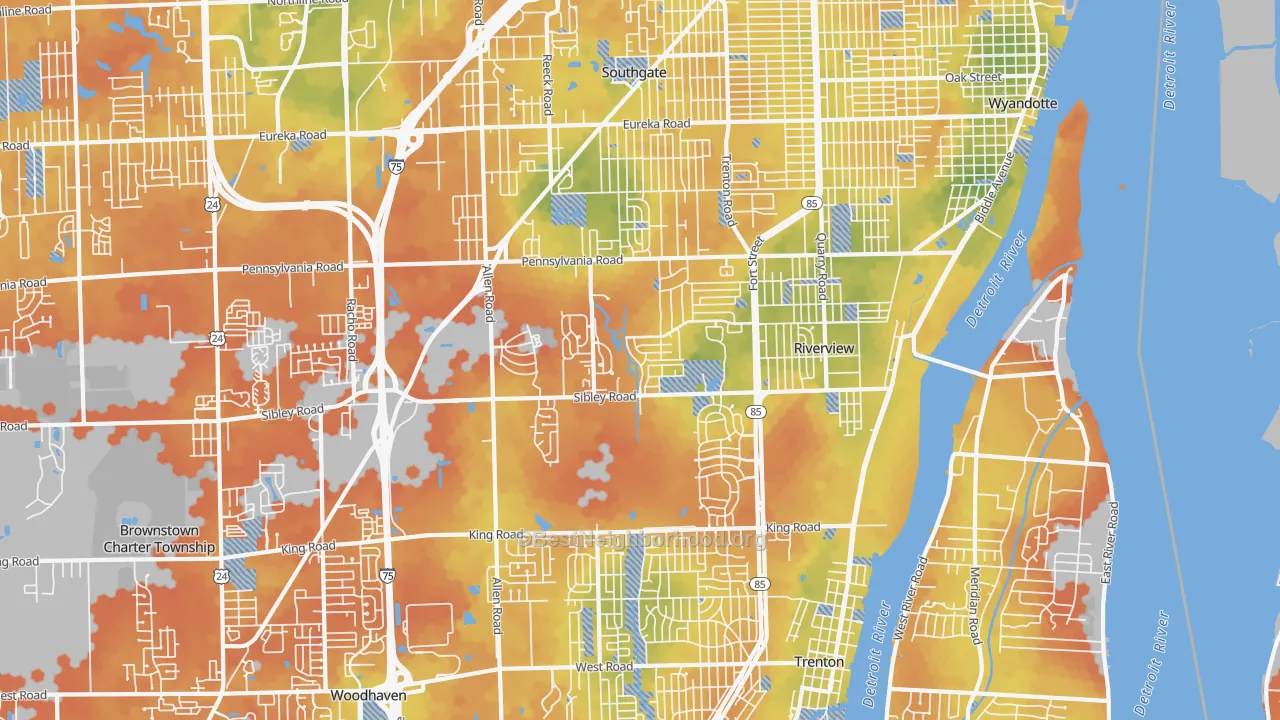 Bike Grade map of 48193, MI
