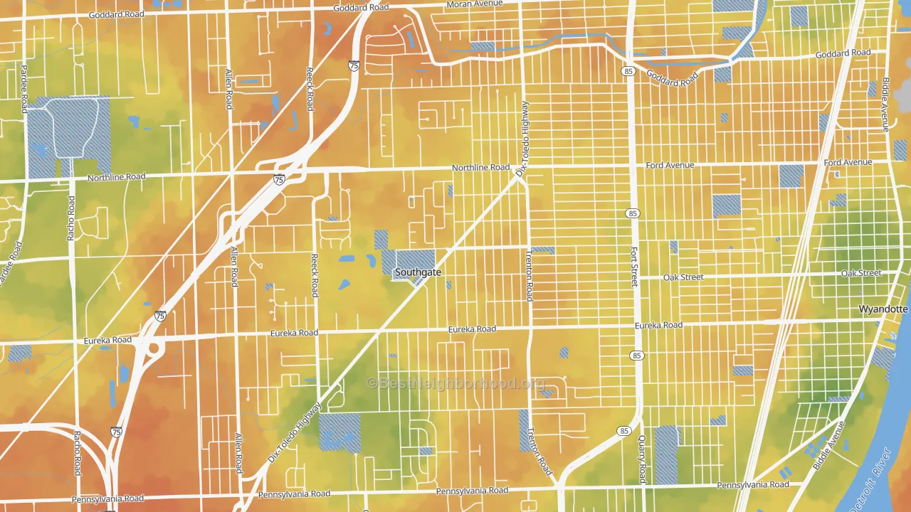 Bike Grade map of 48195, MI