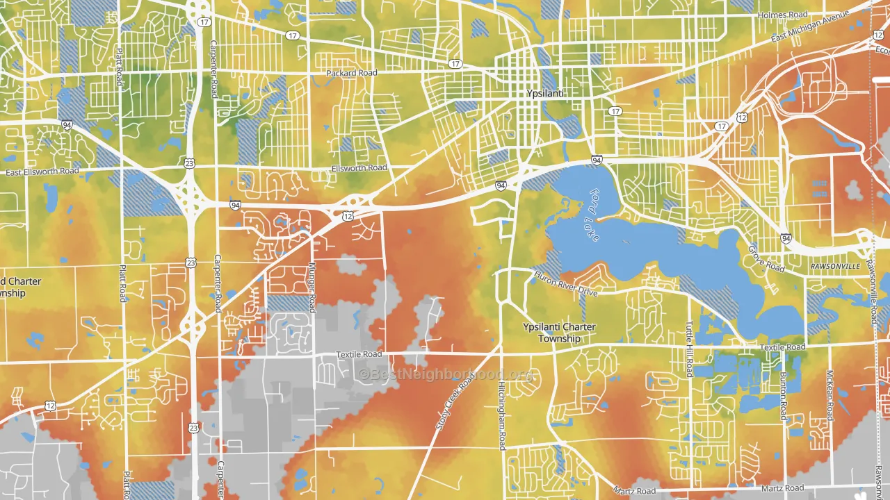Bike Grade map of 48197, MI