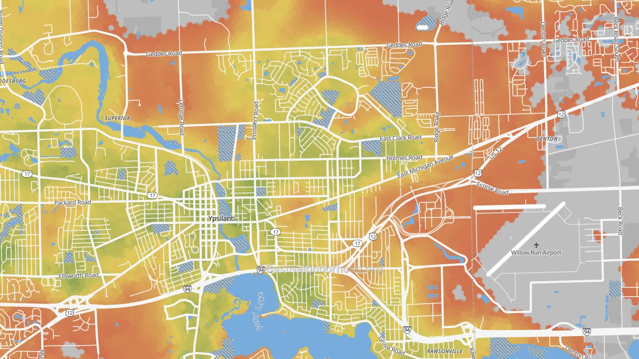 Bike Grade map of 48198, MI