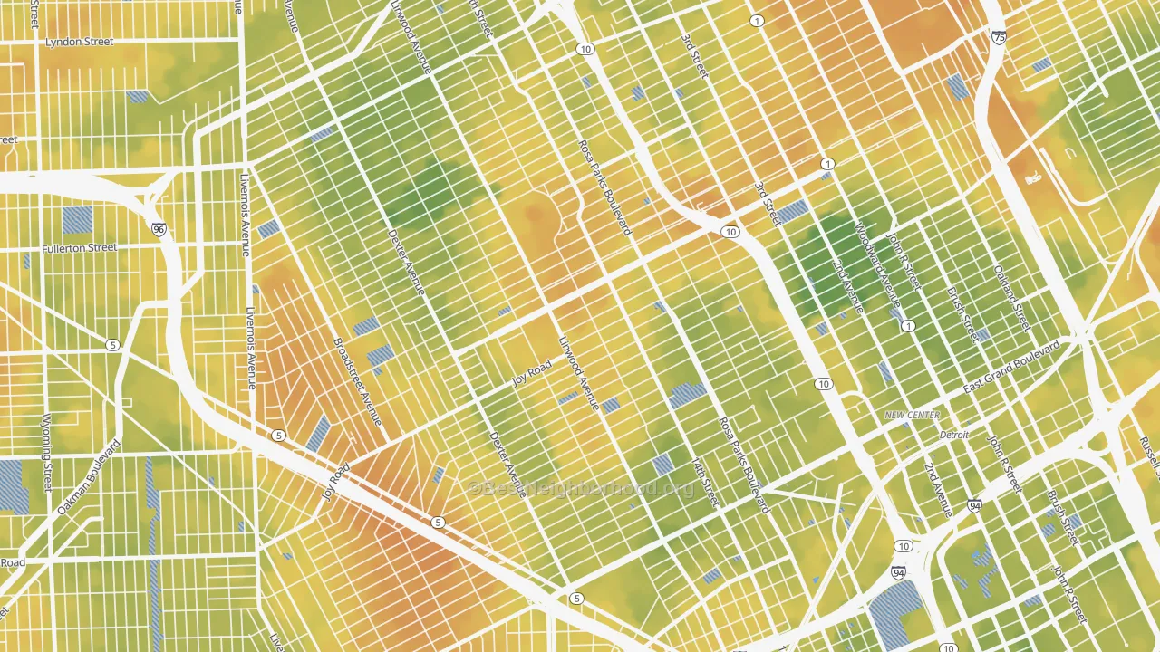 Bike Grade map of 48206, MI