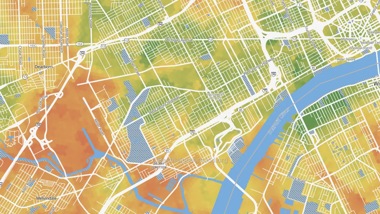 Bike Grade map of 48209, MI
