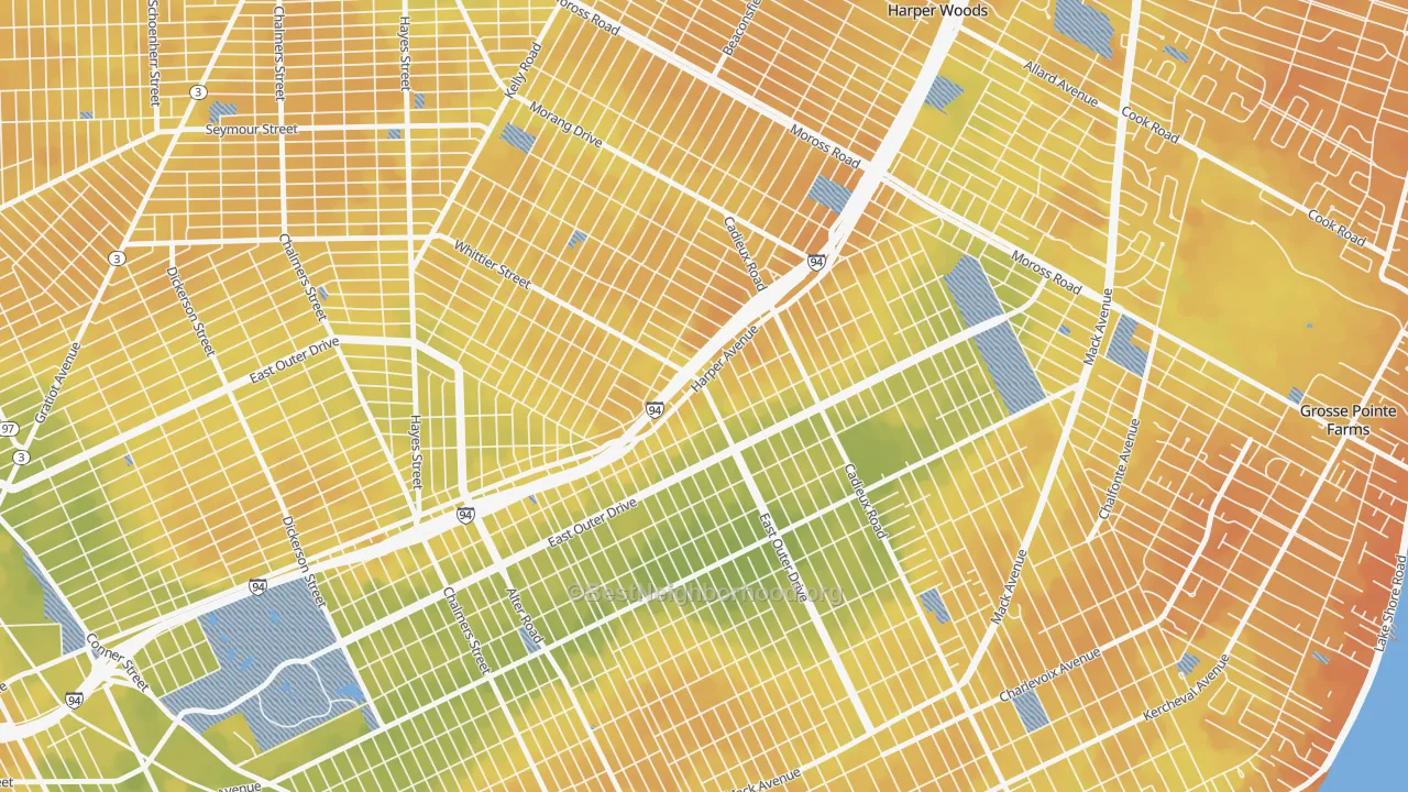 Bike Grade map of 48224, MI