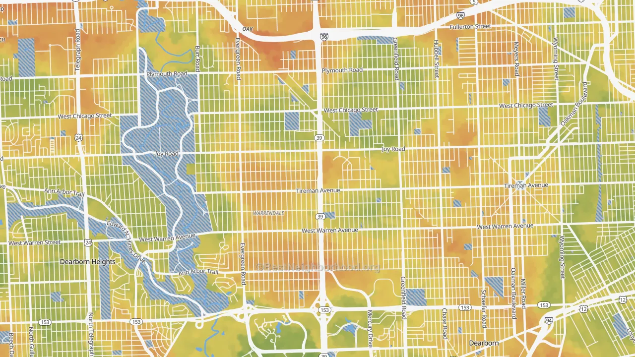 Bike Grade map of 48228, MI