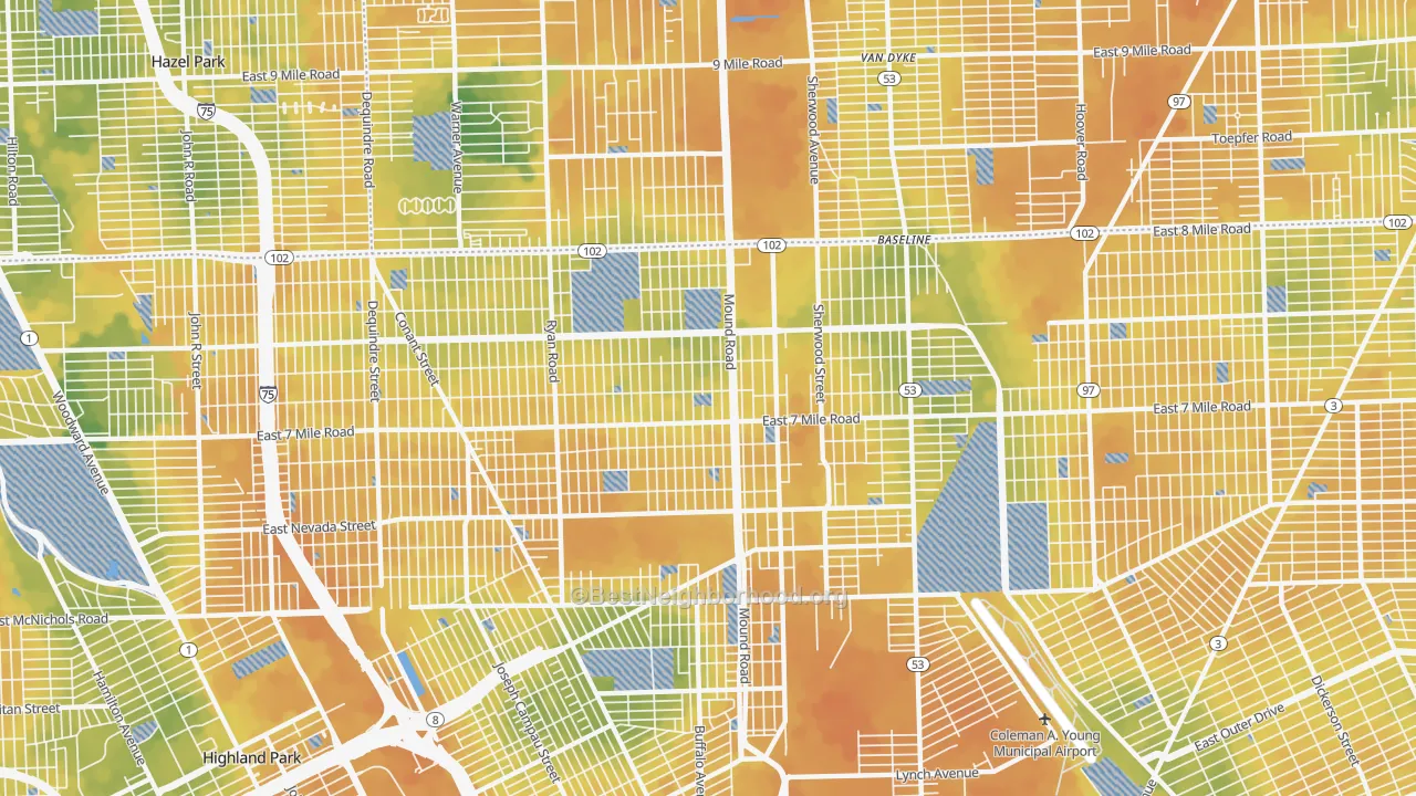 Bike Grade map of 48234, MI