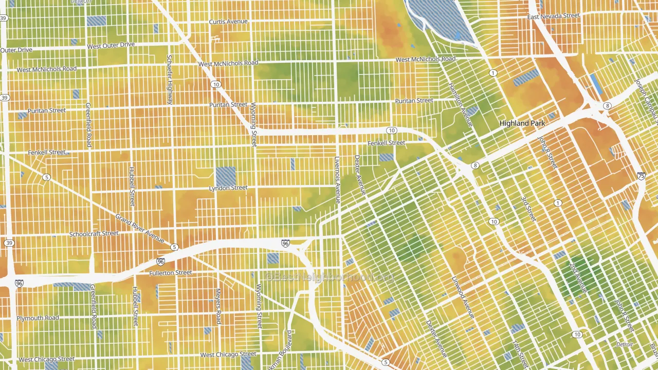 Bike Grade map of 48238, MI