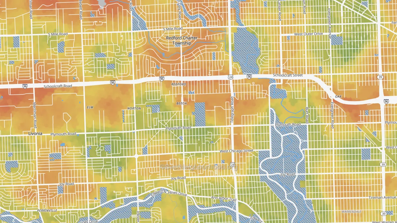 Bike Grade map of 48239, MI