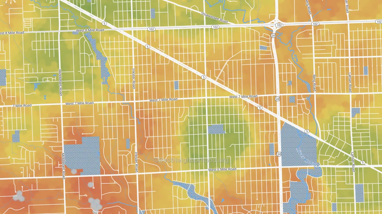 Bike Grade map of 48240, MI