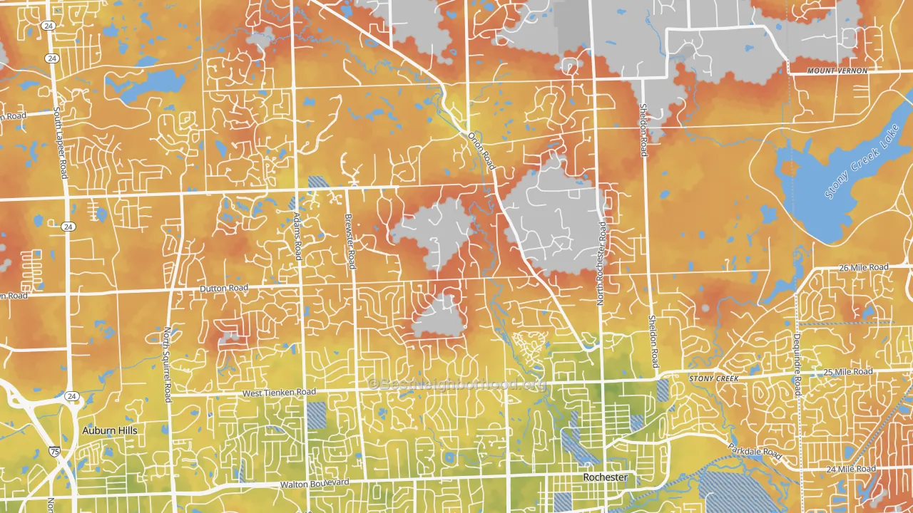 Bike Grade map of 48306, MI