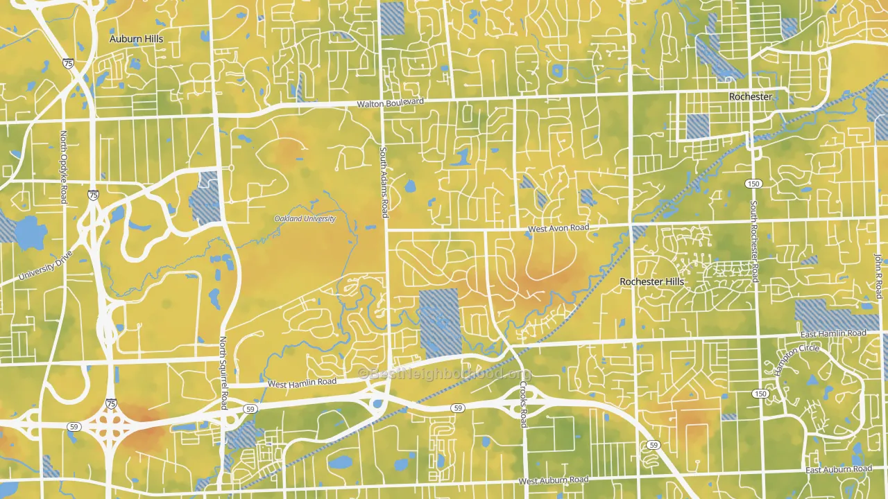 Bike Grade map of 48309, MI